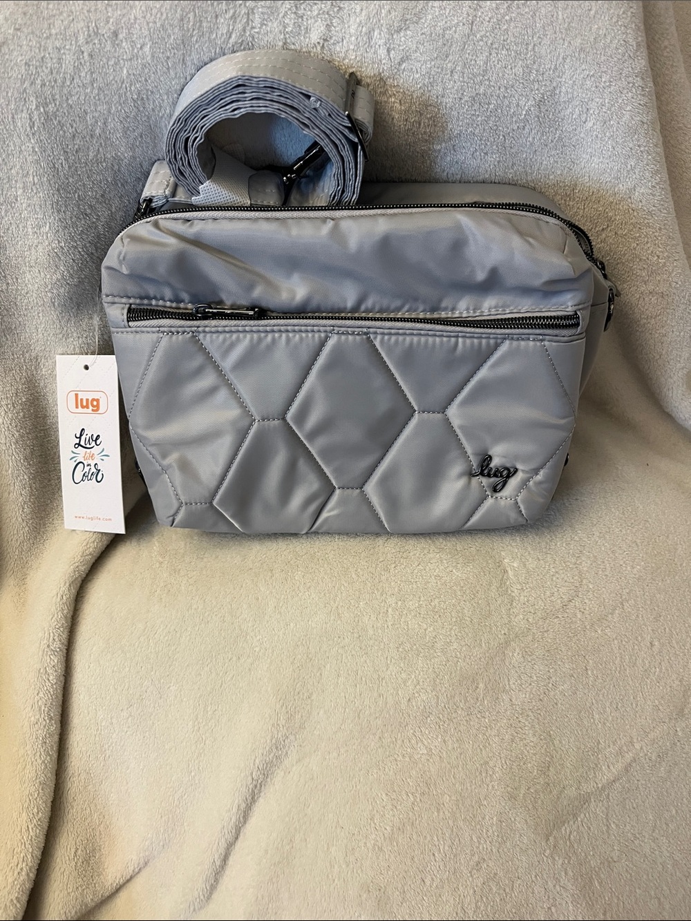 lug Quilted Bag in Light Gray